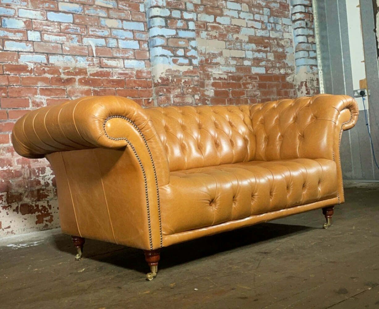 Stunning 2 Seater Cliveden Sofa In Premium Tan Leather photo furniture