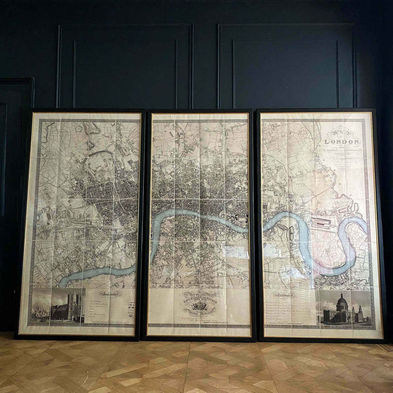 Greenwood's Map Of London (Triptych) Circa 1827 photo furniture
