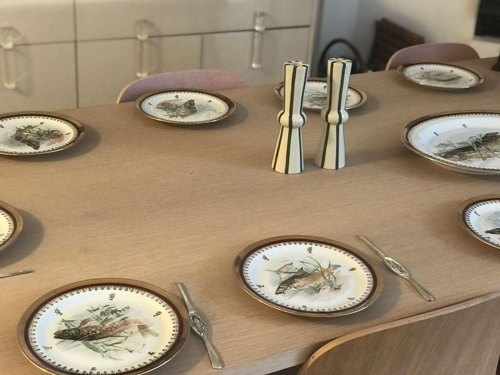 Serviesset Porcelaine Limoges – Visservice Met 10 Borden En 1 Ovale Serveerschaal Van Limoges Porselein photo furniture