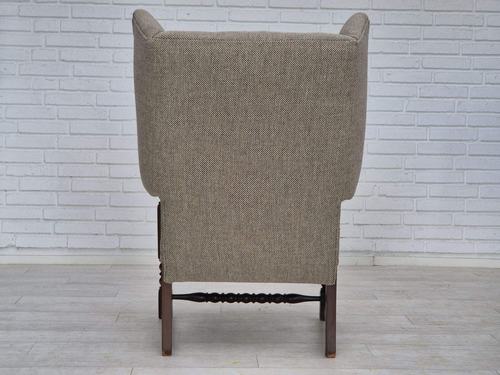 1960s, Scandinavian Design, Reupholstered Armchair, Furniture Wool, Oak Wood. photo furniture