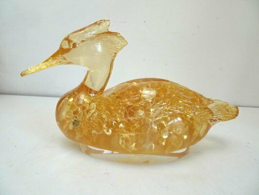 Art Fractal Resin Duck Bird Sculpture In The Style Of Godebsky, 1970s photo