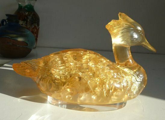 1242.0 Fractal Resin Duck Bird Sculpture In The Style Of Godebsky, 1970s photo