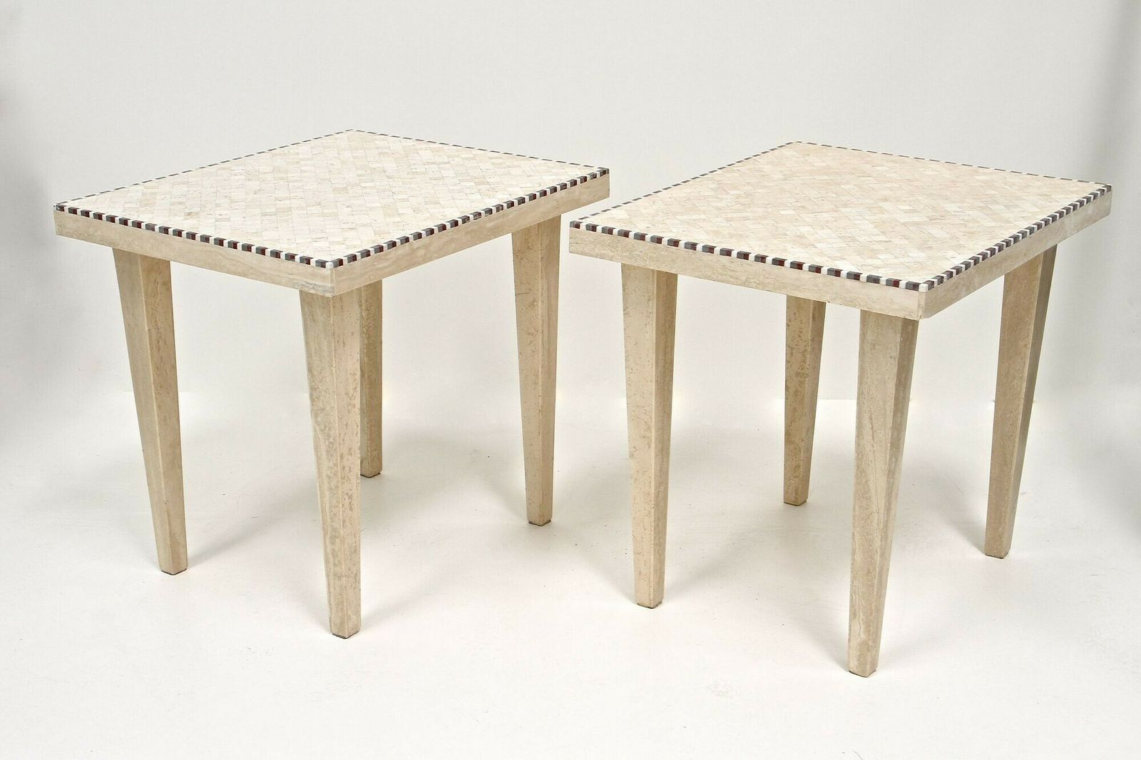 Pair Of 20th Century Italian Travertine Stone Side Tables, Italy 1980 photo furniture