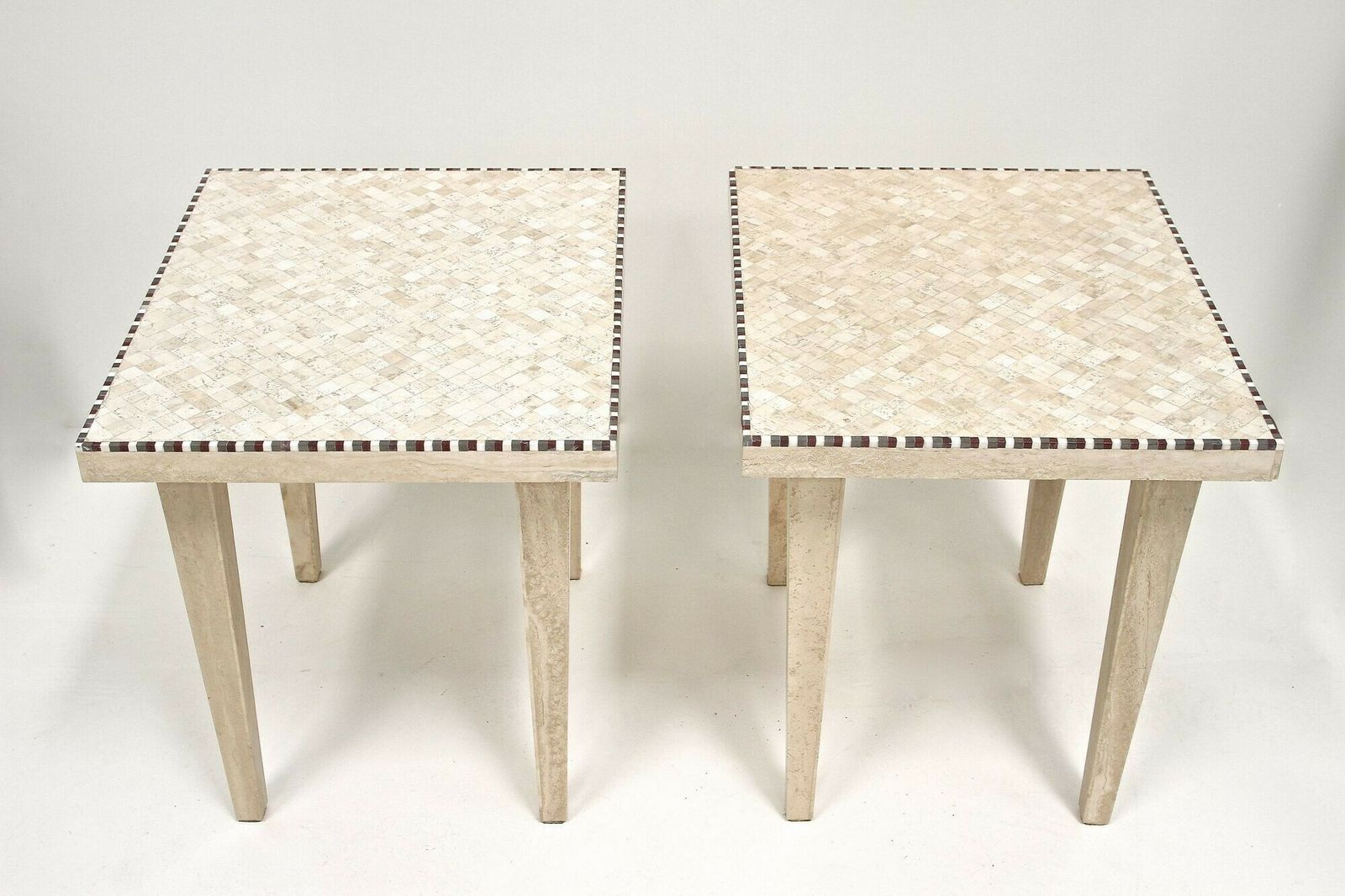 Pair Of 20th Century Italian Travertine Stone Side Tables, Italy 1980 photo for sale