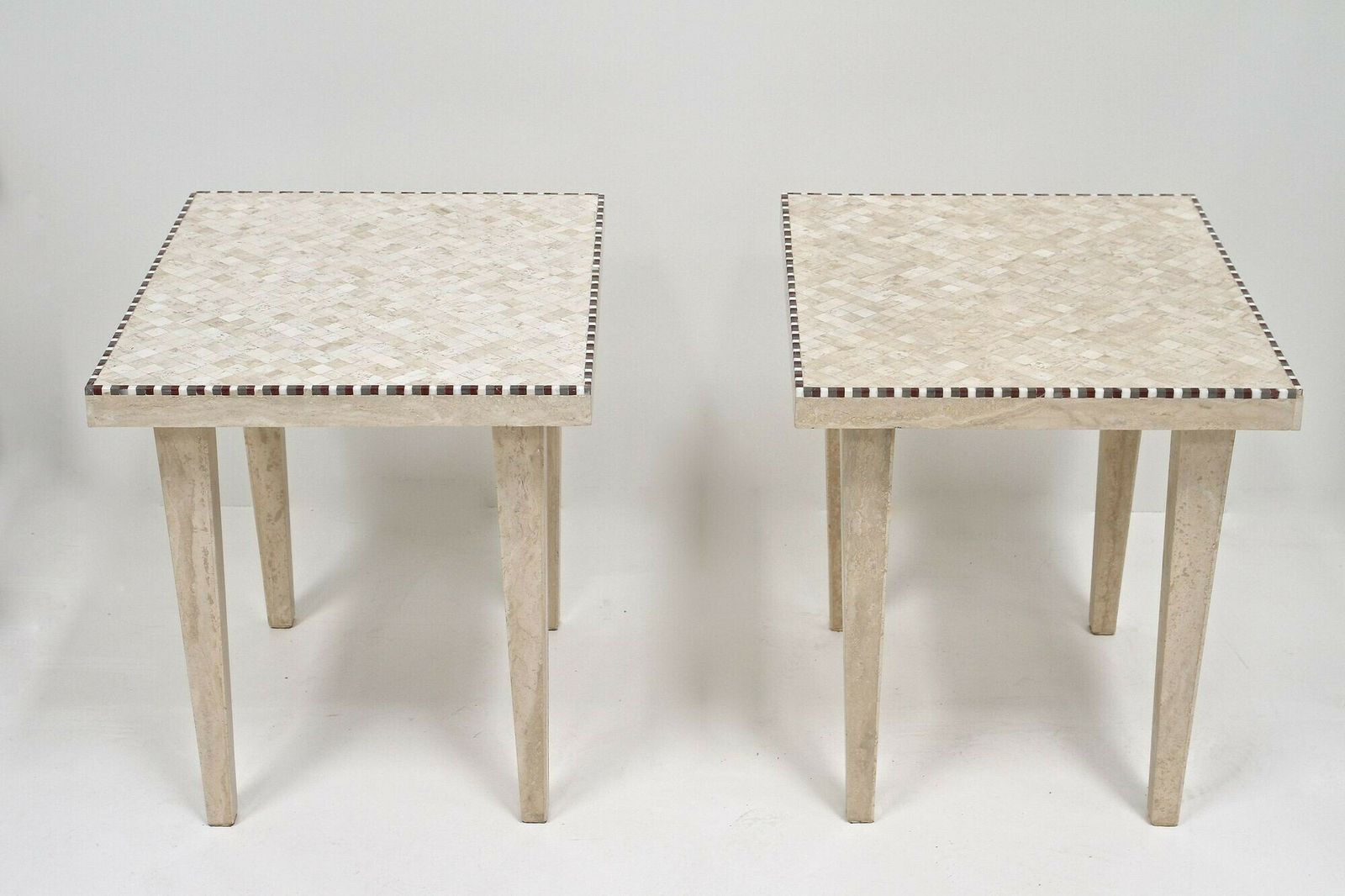 2230.0 Pair Of 20th Century Italian Travertine Stone Side Tables, Italy 1980 photo
