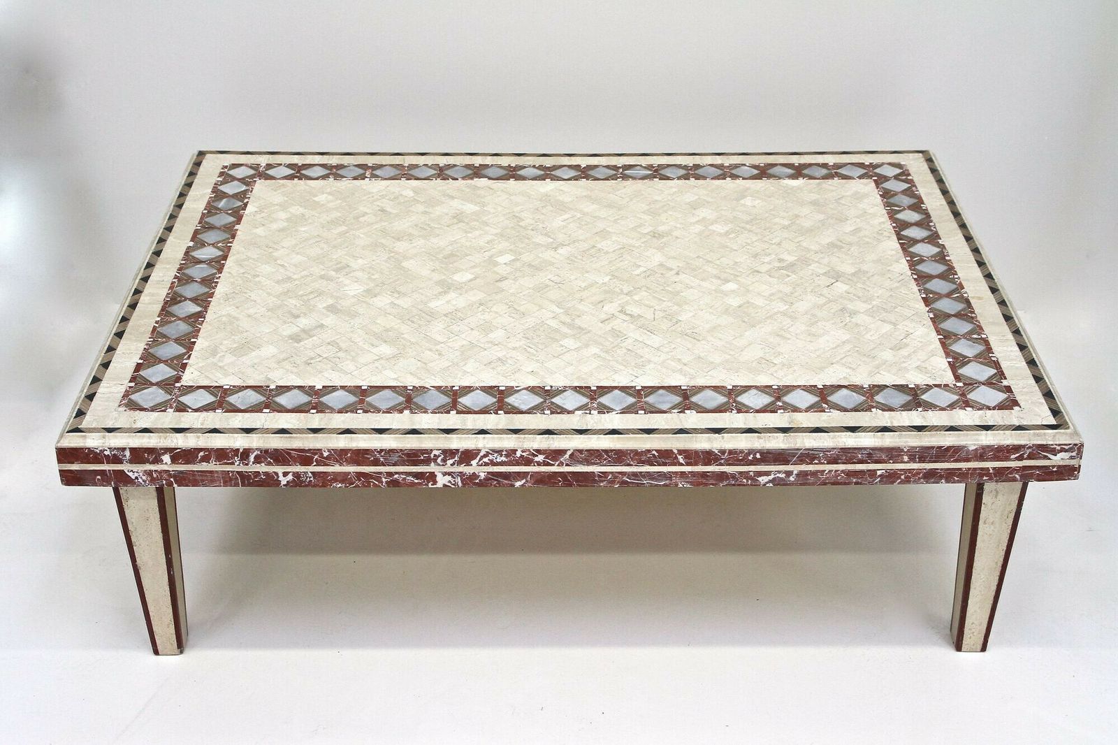 photo vinterior 1980s Italian Travertine/ Marble Stone Coffee Table, It Ca. 1980