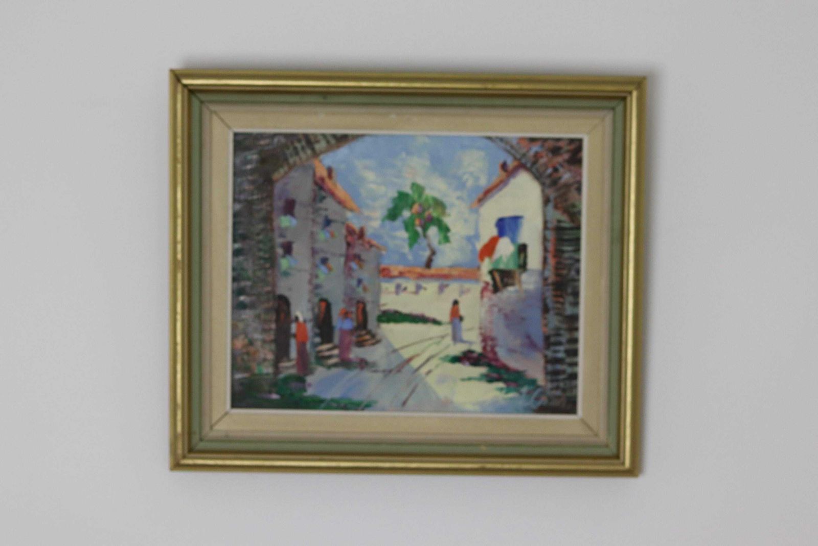1950's Original Swedish Modernist Oil On Canvas Painting "Street View " By Charles Schölander  Vintage & Framed