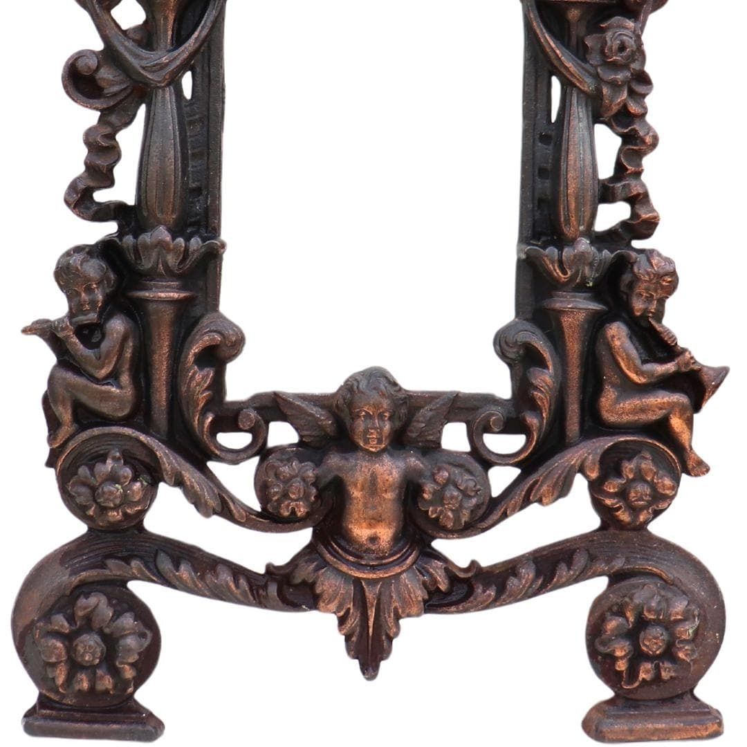 Antique Ornate Metal Picture Easel Frame Cherubs Decoration C 1910, Baroque Ornate Old Photo Frame photo buy