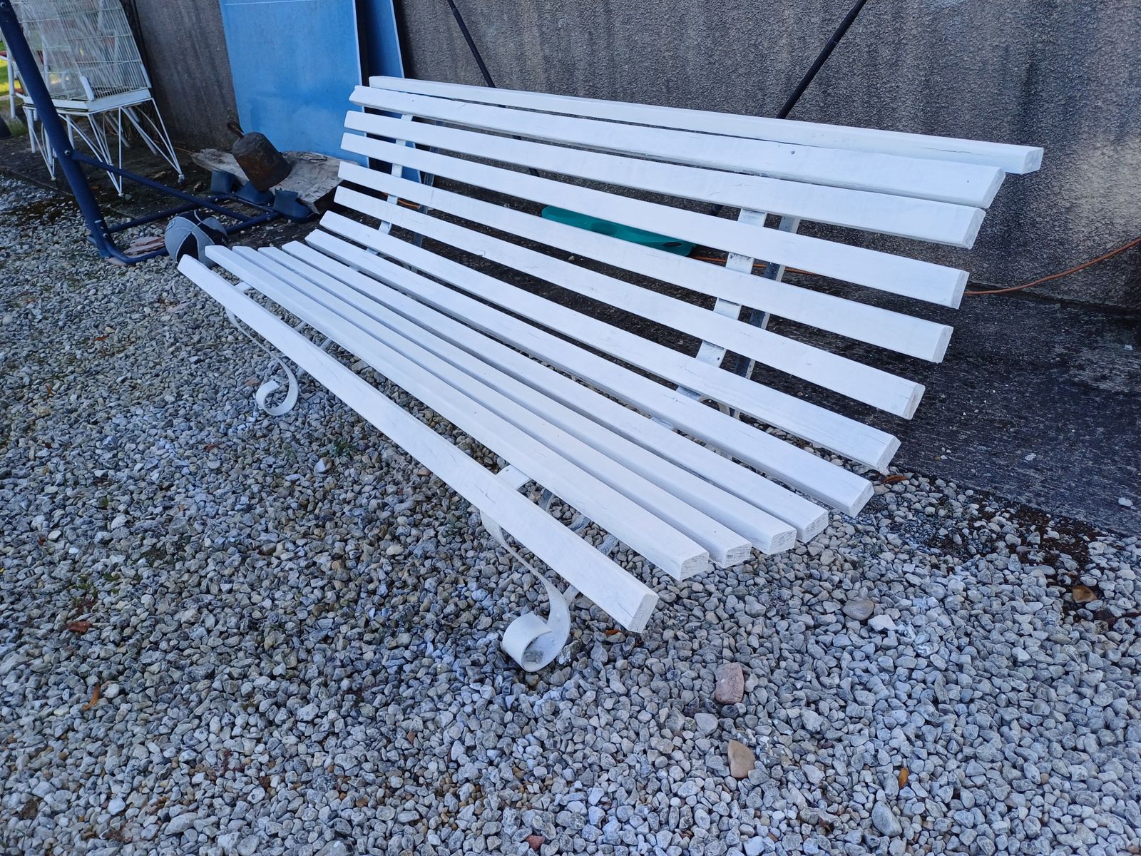 Wrought Iron And Wood Bench From The 60s photo buy