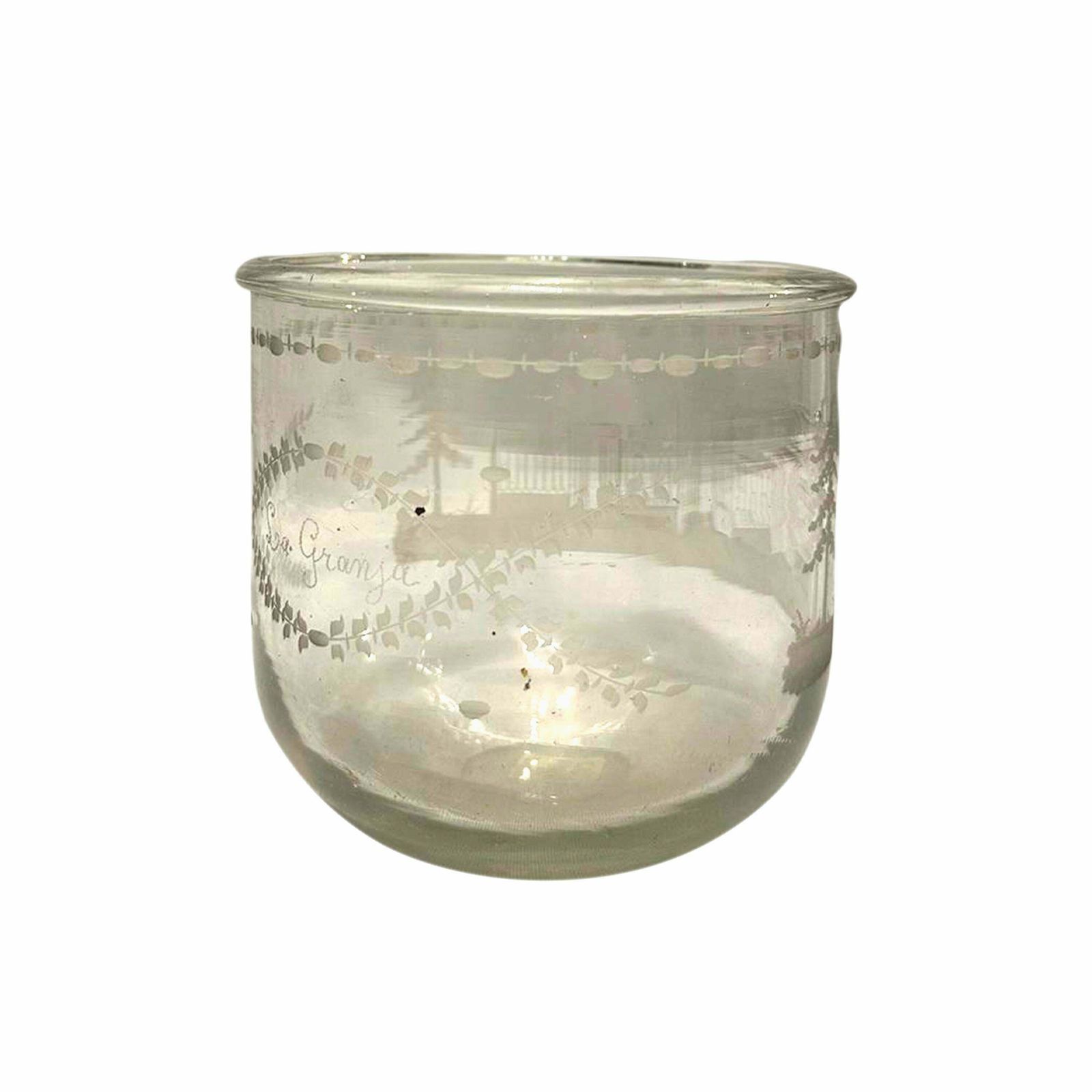 Handcrafted Engraved Crystal Vase By "La Granja", Spain, 18th Century. photo for sale