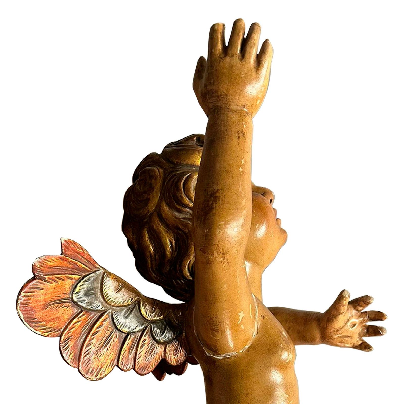 19th Century Wood Carved Angel Sculpture, Spain, 1800 photo 1337.0
