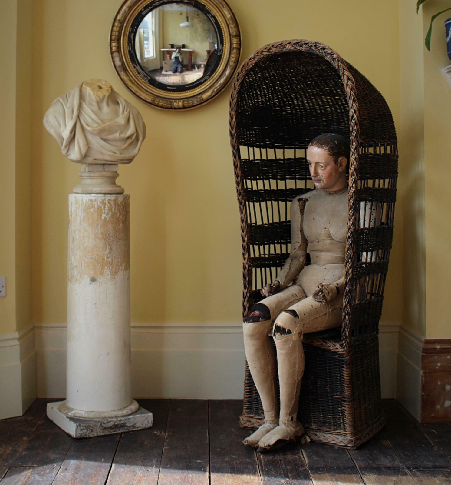 Early 20th C Hooded Porters Wicker Willow Lawn Conservatory Chair Country House photo furniture