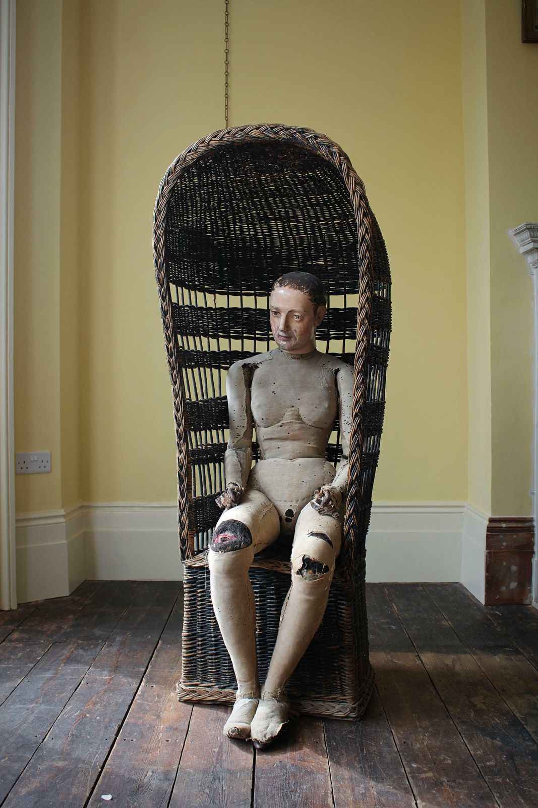Early 20th C Hooded Porters Wicker Willow Lawn Conservatory Chair Country House photo for sale