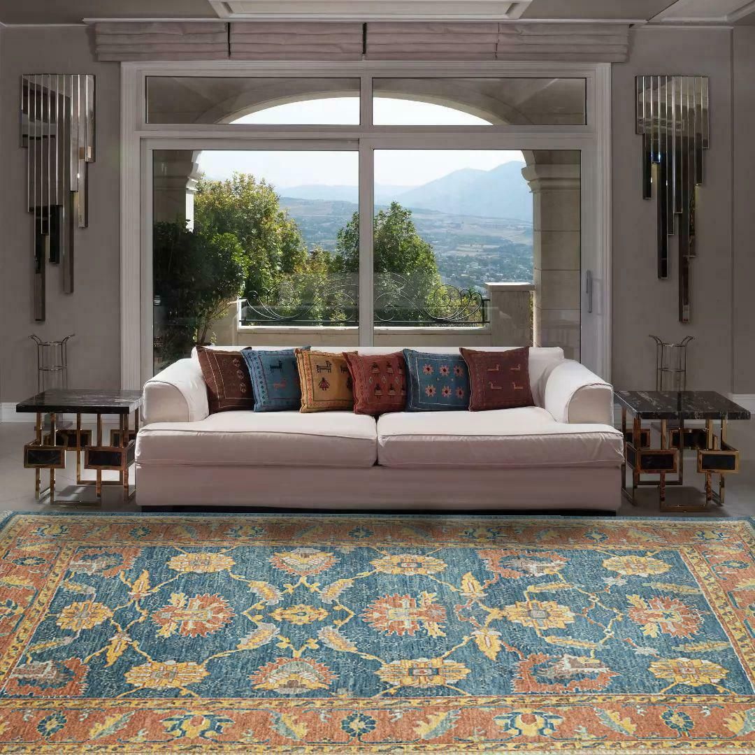 Antique Finished Ushak Carpet 376x312cm photo vintage