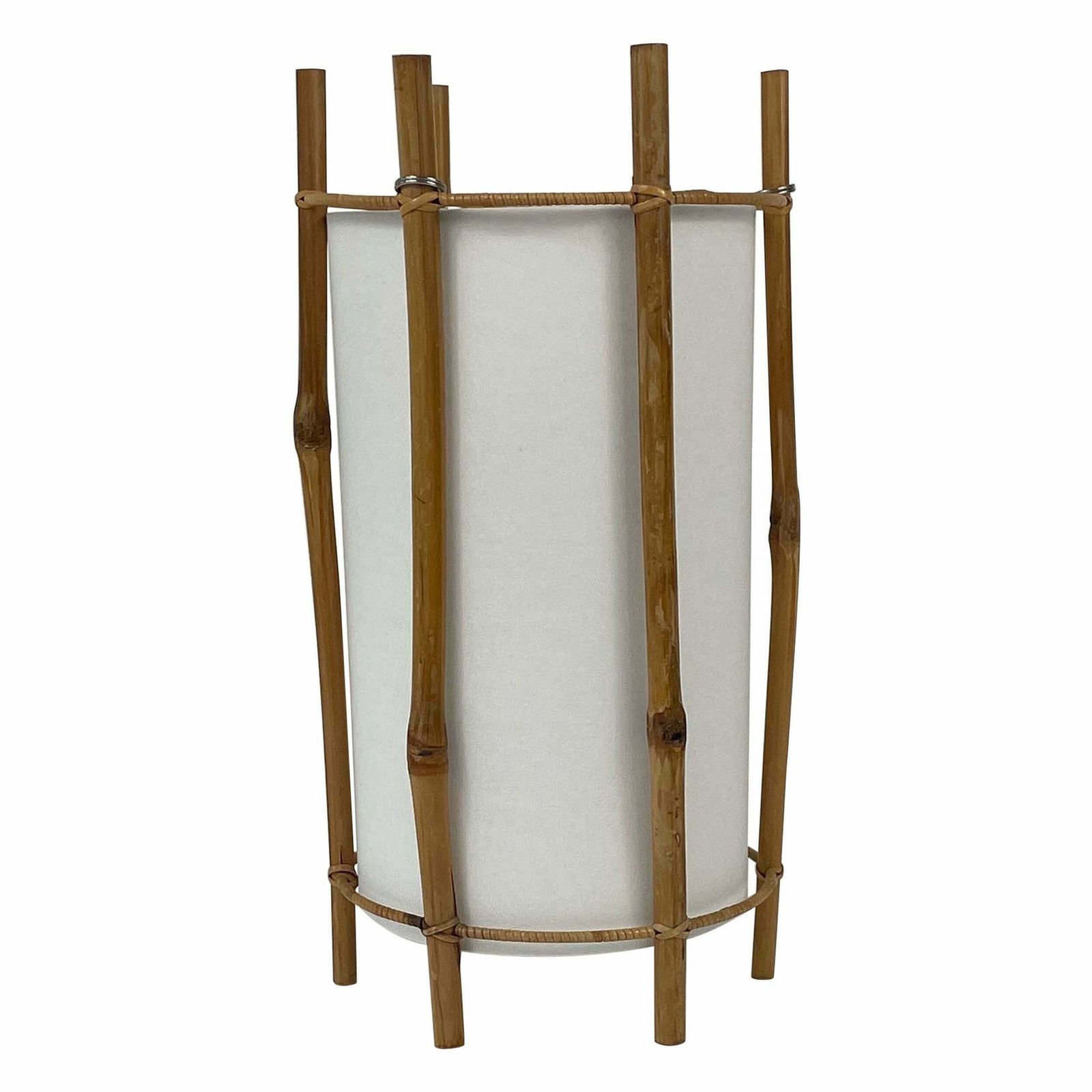 Bamboo & White Linen Table Lamp By Louis Sognot, France 1950s