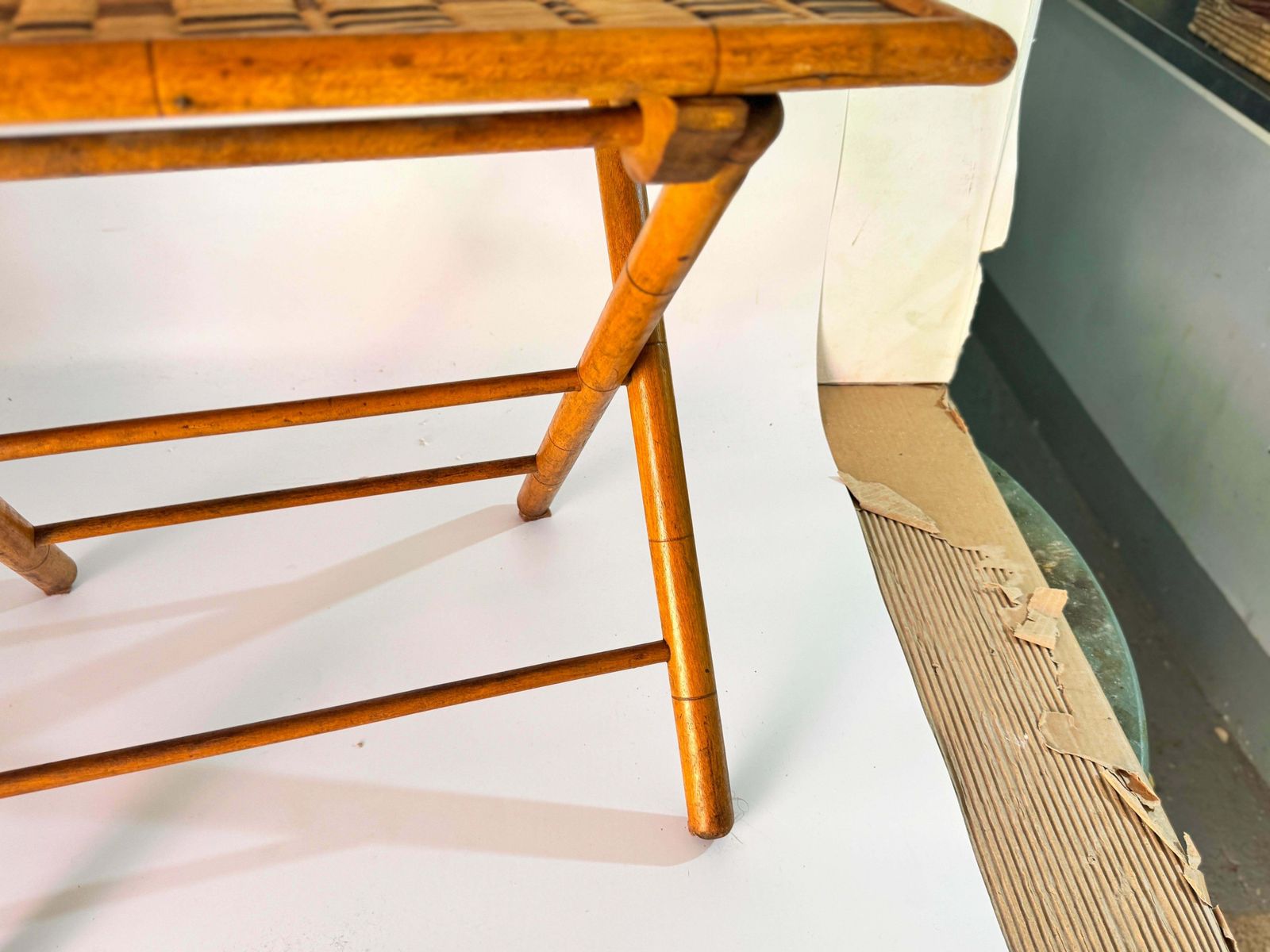 French Side Table In Rattan And Faux Bamboo Brown Color France Circa 1960 photo Furniture