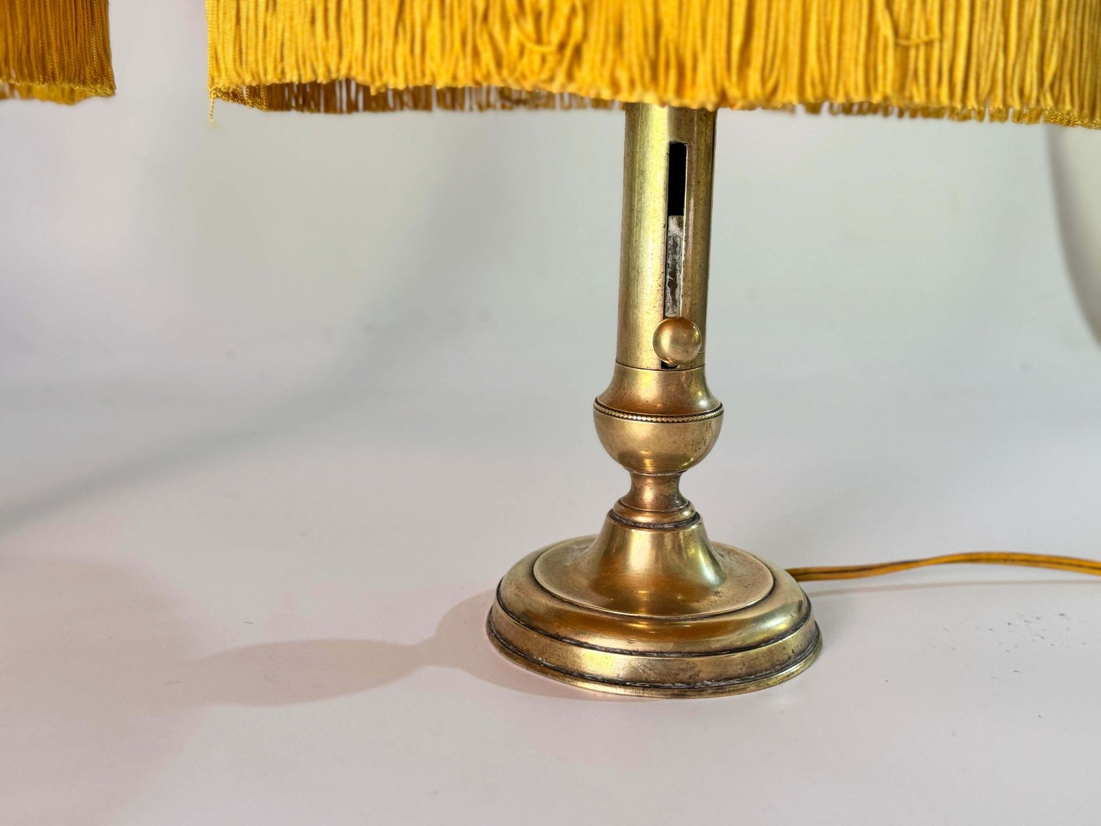 Pair Of Table Lamps In Brass Gold Color Silk Original Shades France 19th photo 466.0