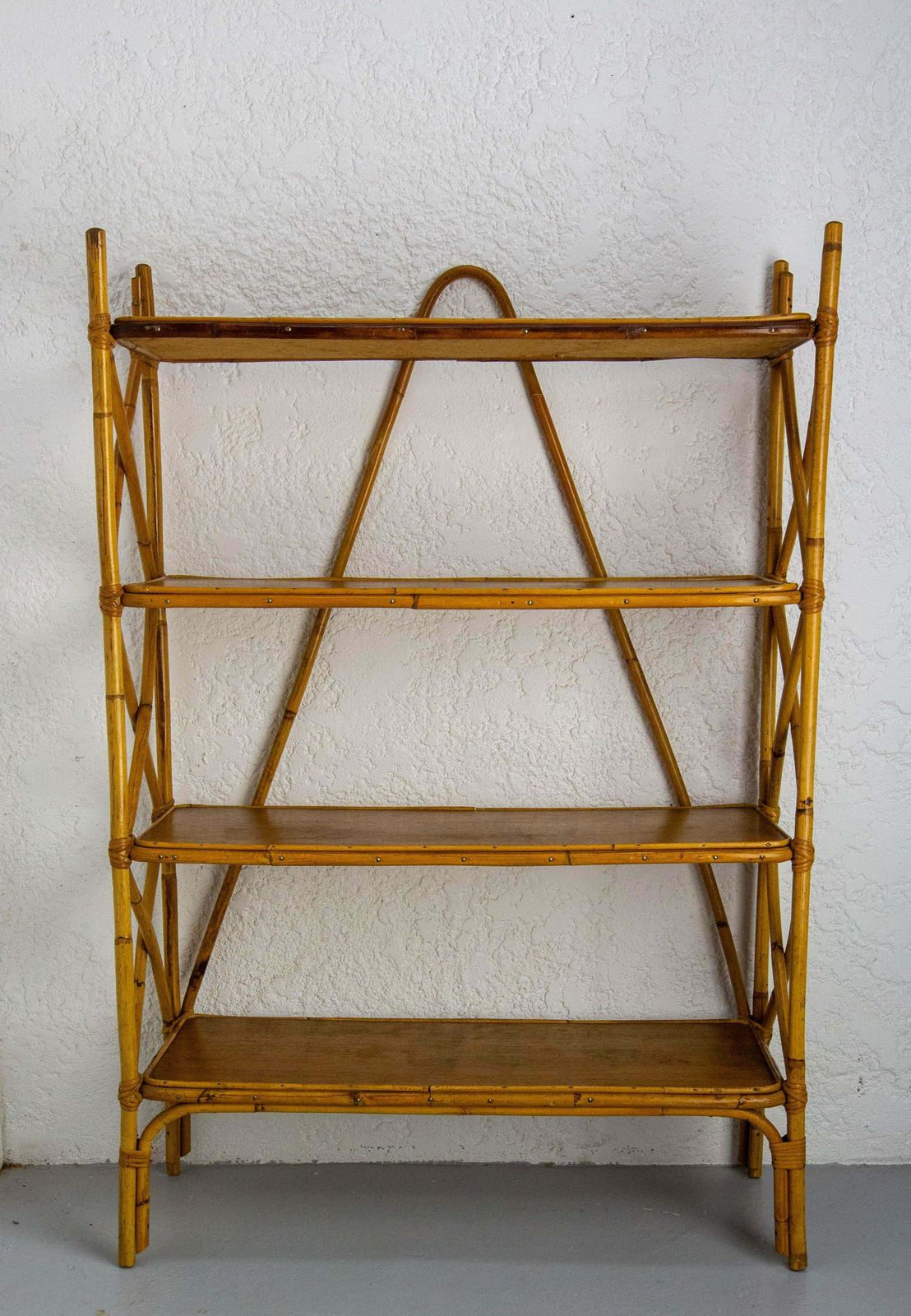Midcentury Wicker Shelves étagère French Bookcase photo furniture
