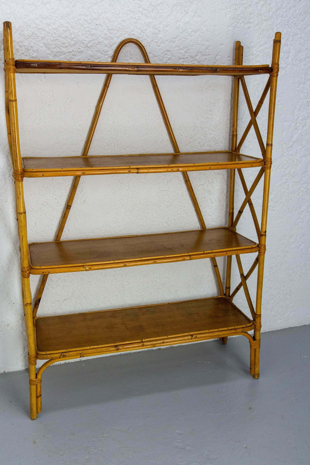 Midcentury Wicker Shelves étagère French Bookcase photo Furniture
