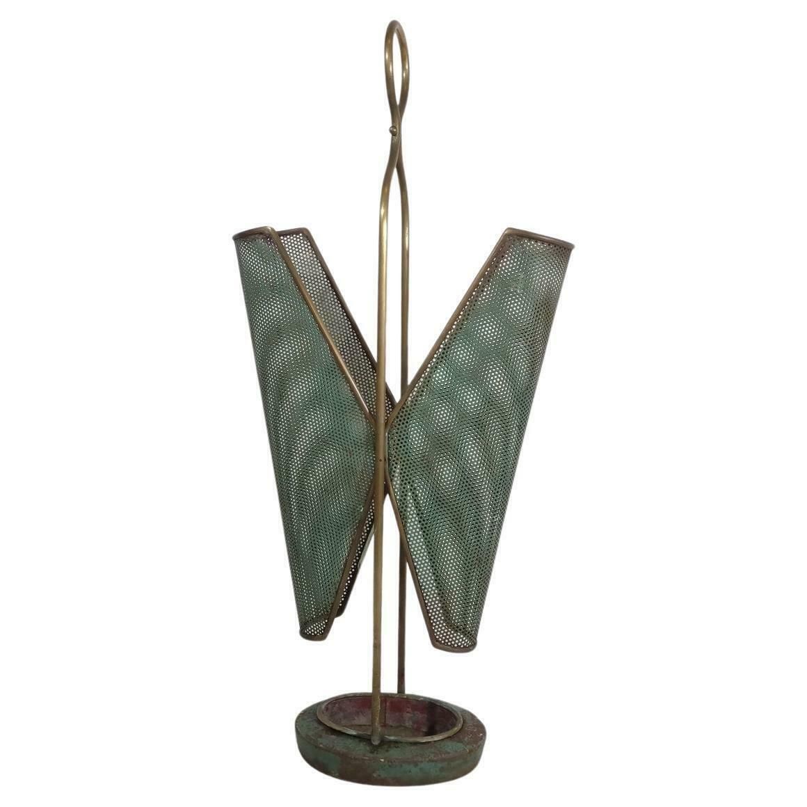 Italian Brass Umbrella Rack Stand In The Matégo Style, 20th Midcentury