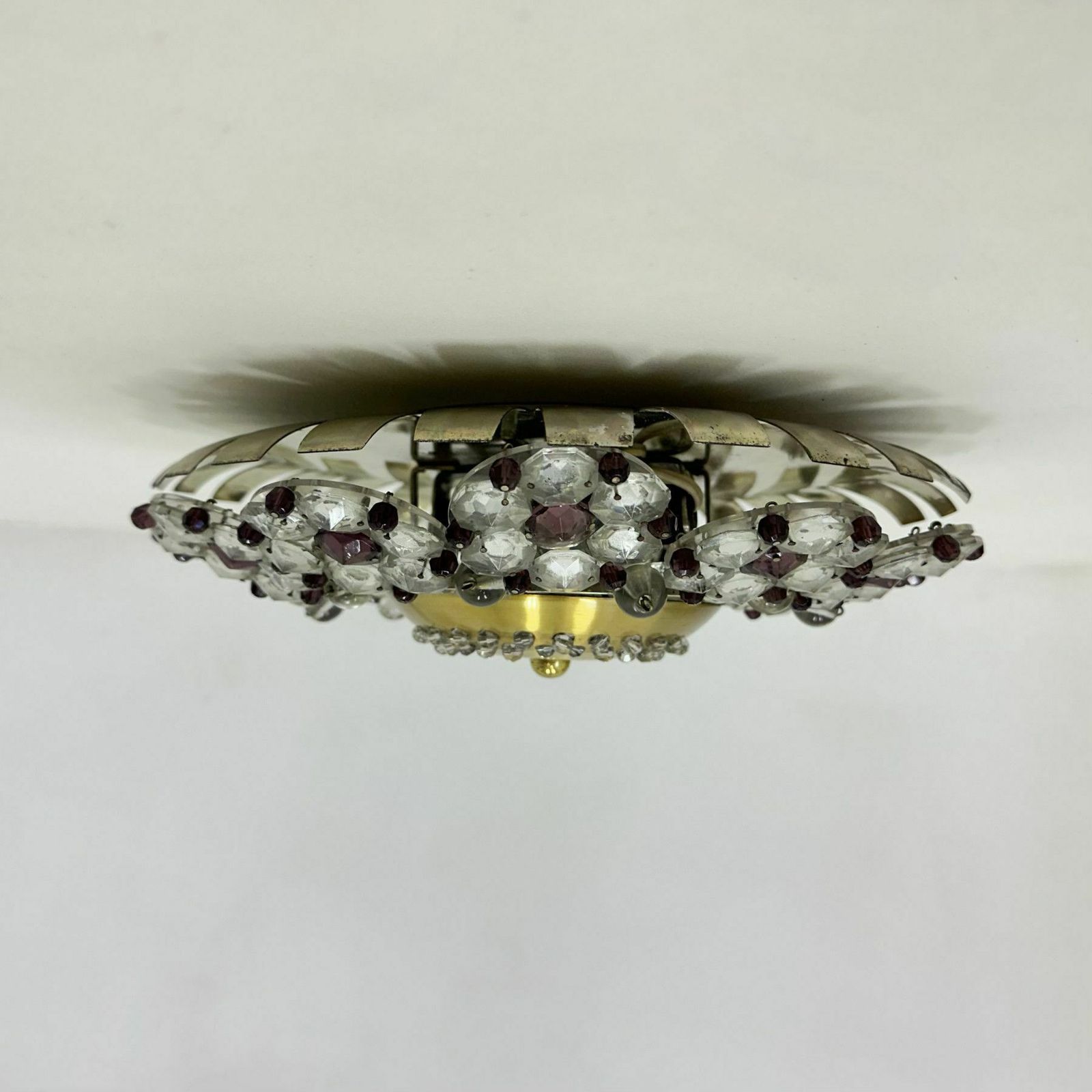 photo vinterior Oostenrijkse Stejnar Kristallen Plafondlamp, Ca. Jaren 1960