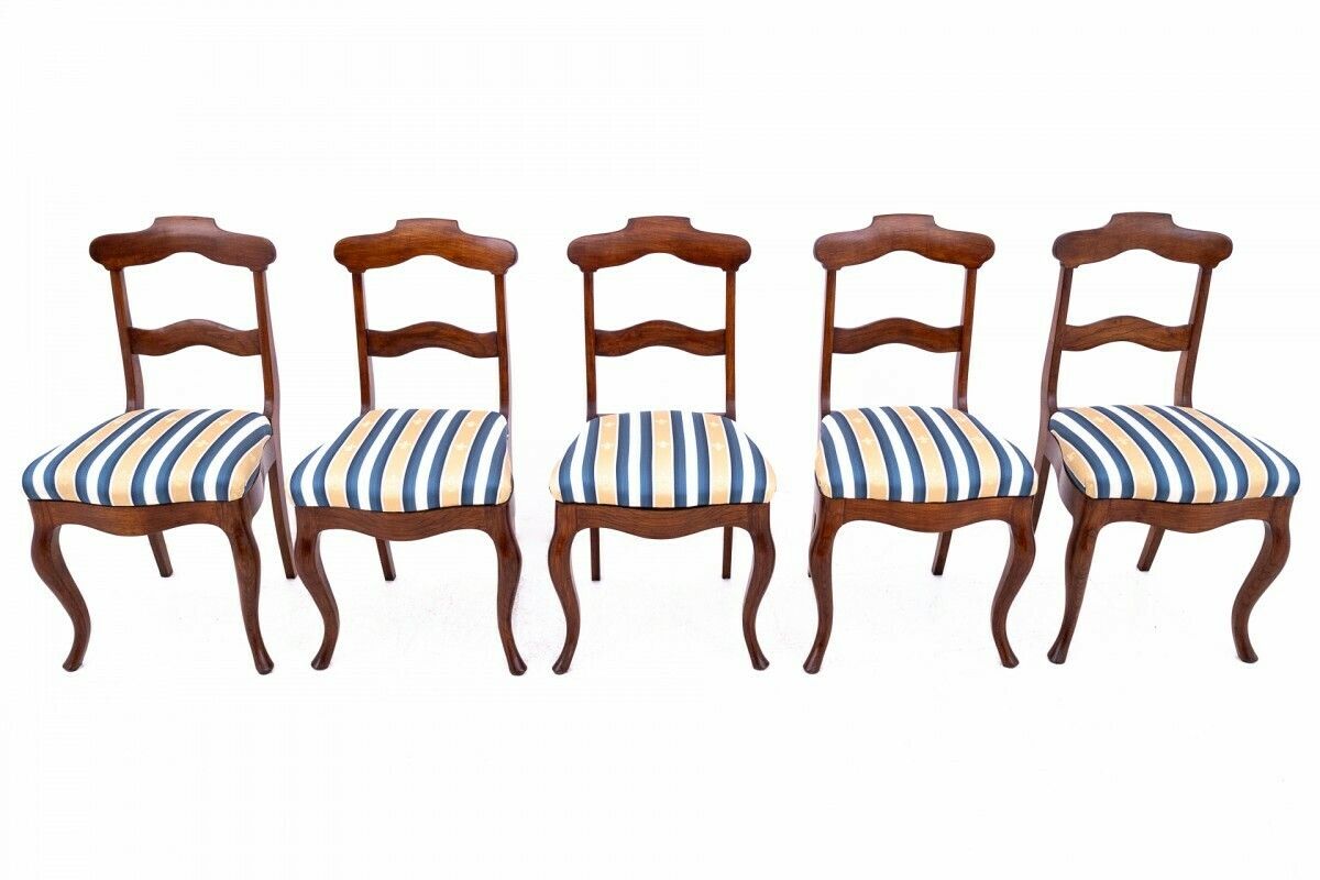 Furniture Five Antique Chairs, Northern Europe, Around 1890. After Renovation. photo