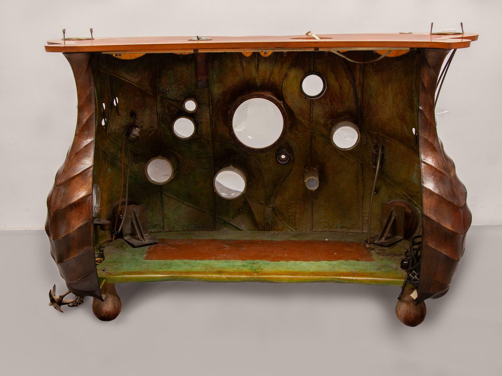 photo furniture Extraordinary Surrealistic Bar 1980s With Glass Lens And Fish Decor Underworld.