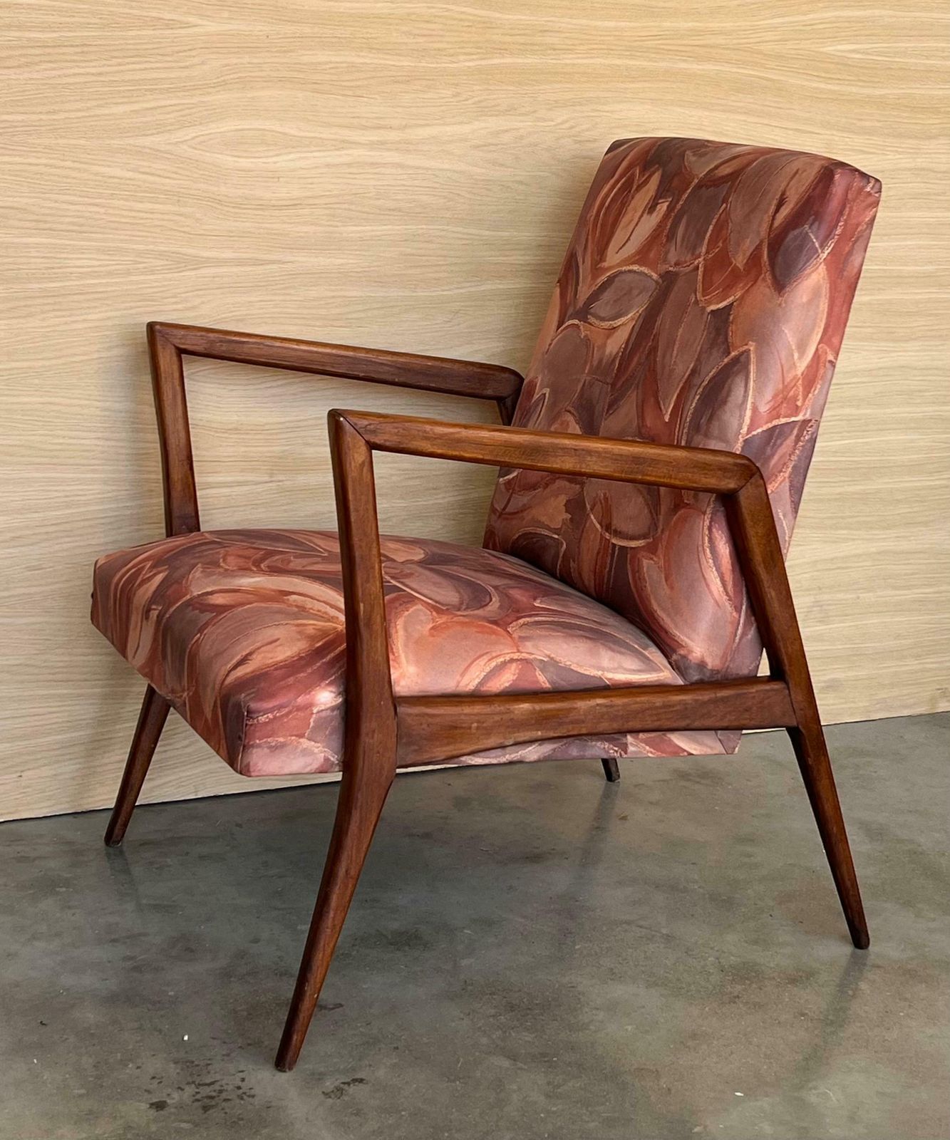 Pair Of Scandinavian Mid Century Modern Colorful Teak Lounge Armchairs photo vintage
