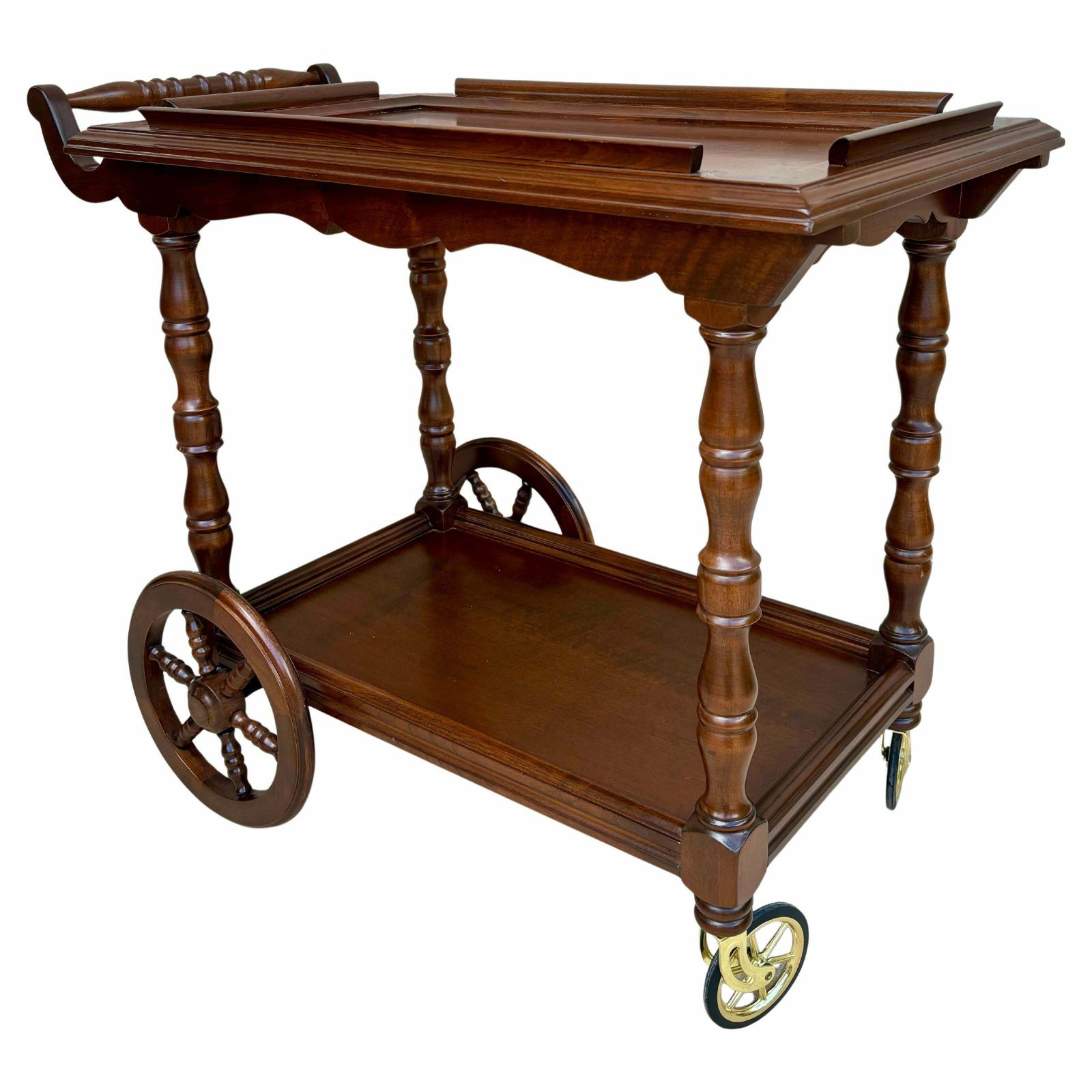 Chariot bar mid-century en bois, France, années 1950
