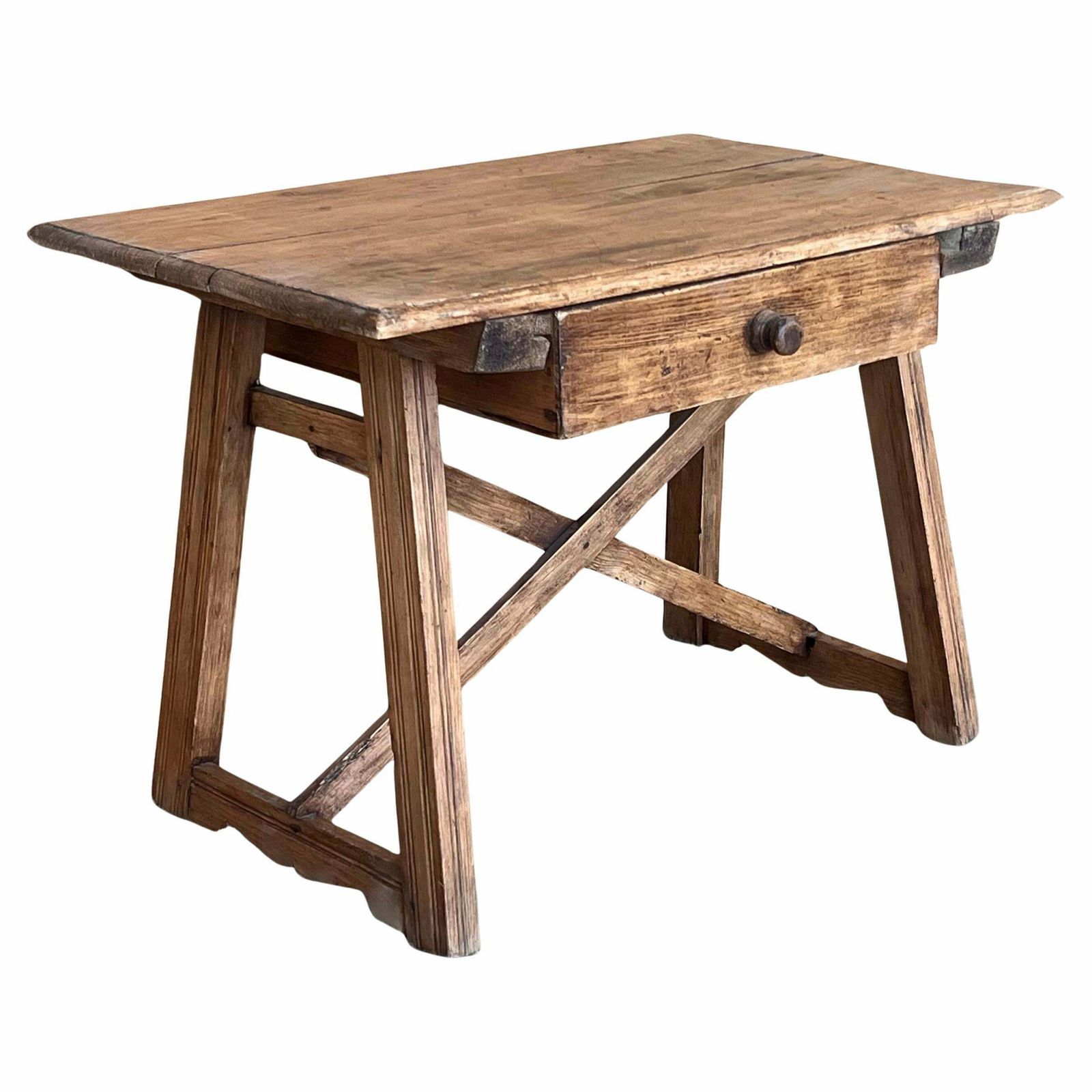 Early 20th Century French Oak Worktable Table With One Drawer, 1920s