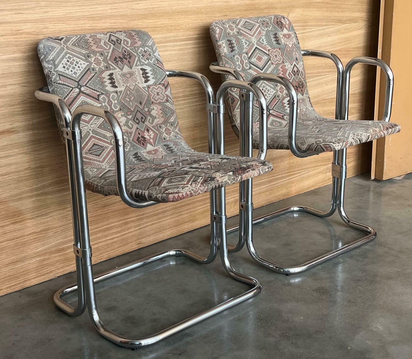 Set Of 10 Mid Century Chrome Chairs With Double Tubular photo for sale