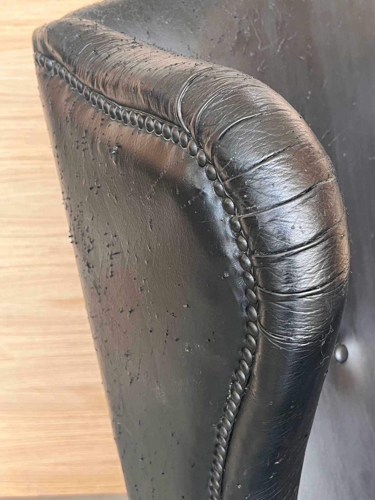 photo furniture Chesterfield Black Leather Armchair From The 1950s, Western Europe.