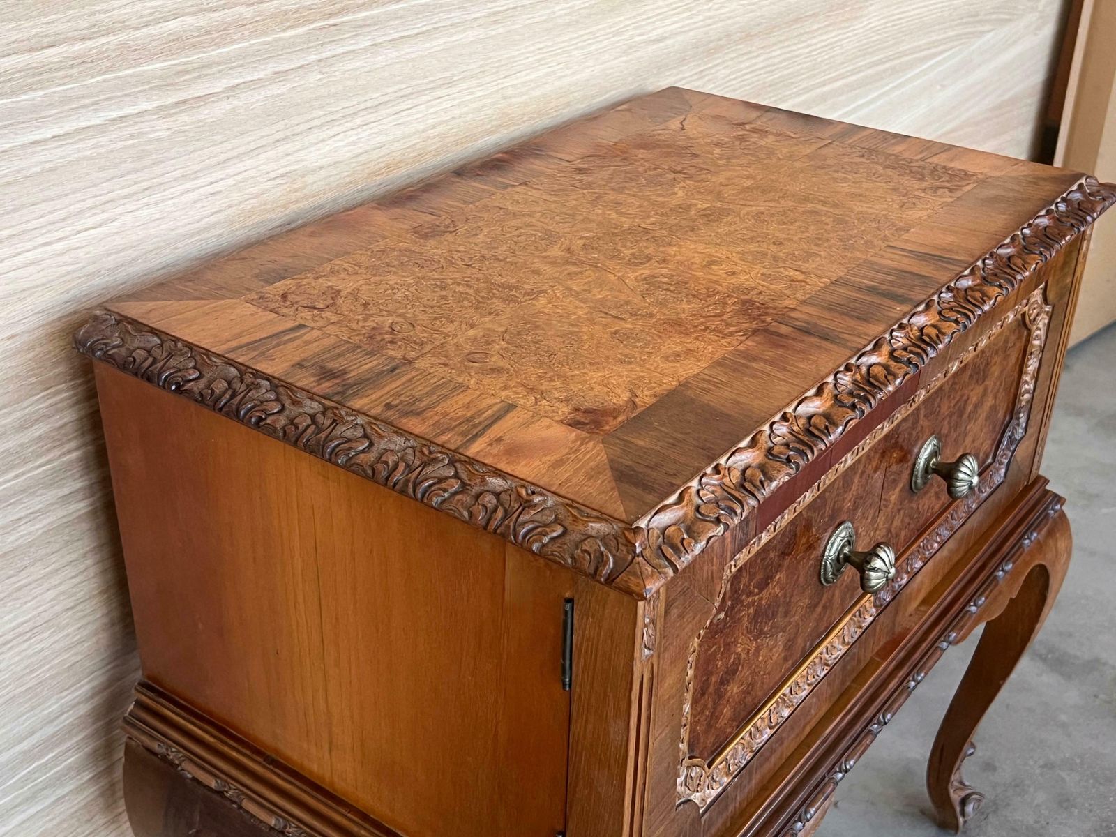 2139.0 Art Deco French Nightstands With Doors And Marble Top, 1930s, Set Of 2 photo