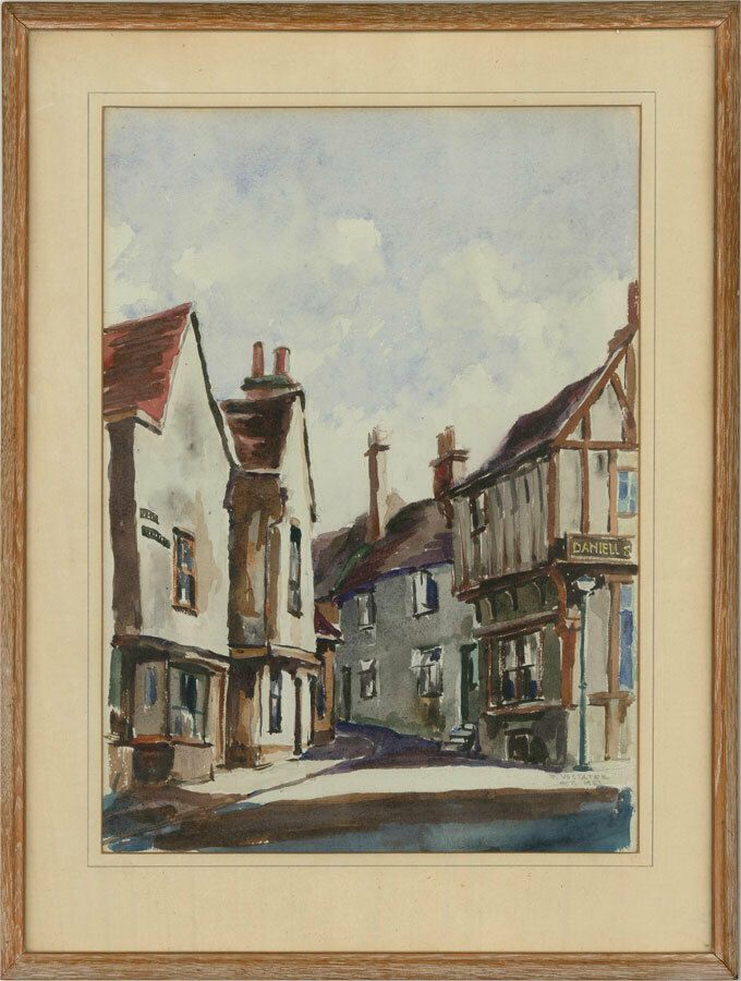 J. Vostater   1951 Watercolour, Sunny Street