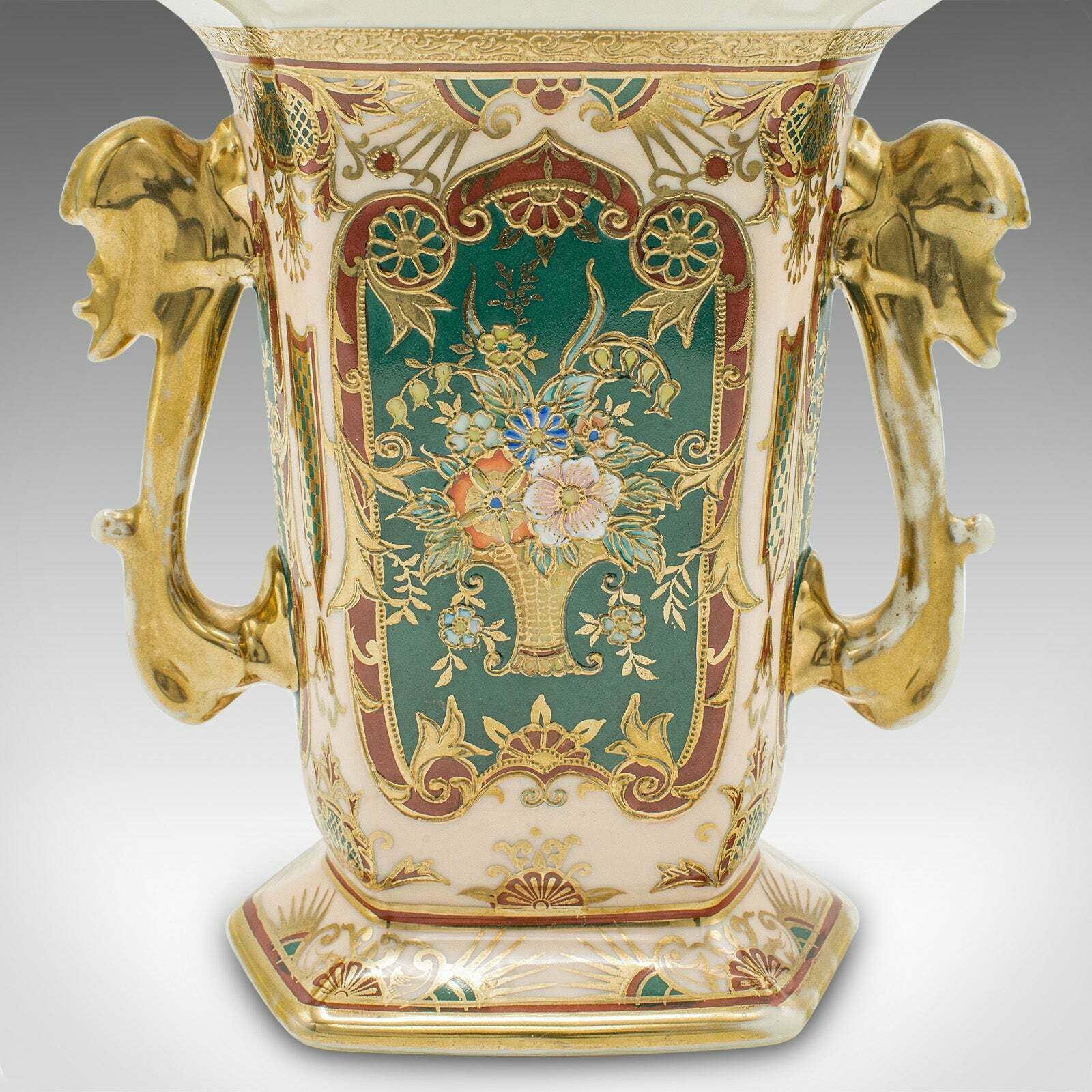 photo furniture Antique Display Vase, Japanese, Ornate Ceramic, Flower Sleeve, Noritake, C.1920