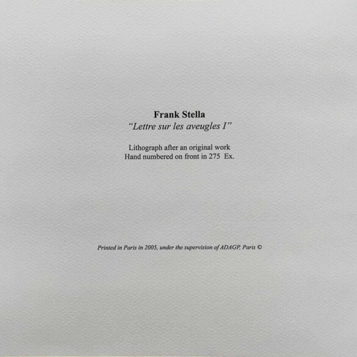 2000s Stunning Frank Stella (After) "Lettre Sur Les Aveugles" Limited Edition Lithograph By Adagp Paris photo furniture
