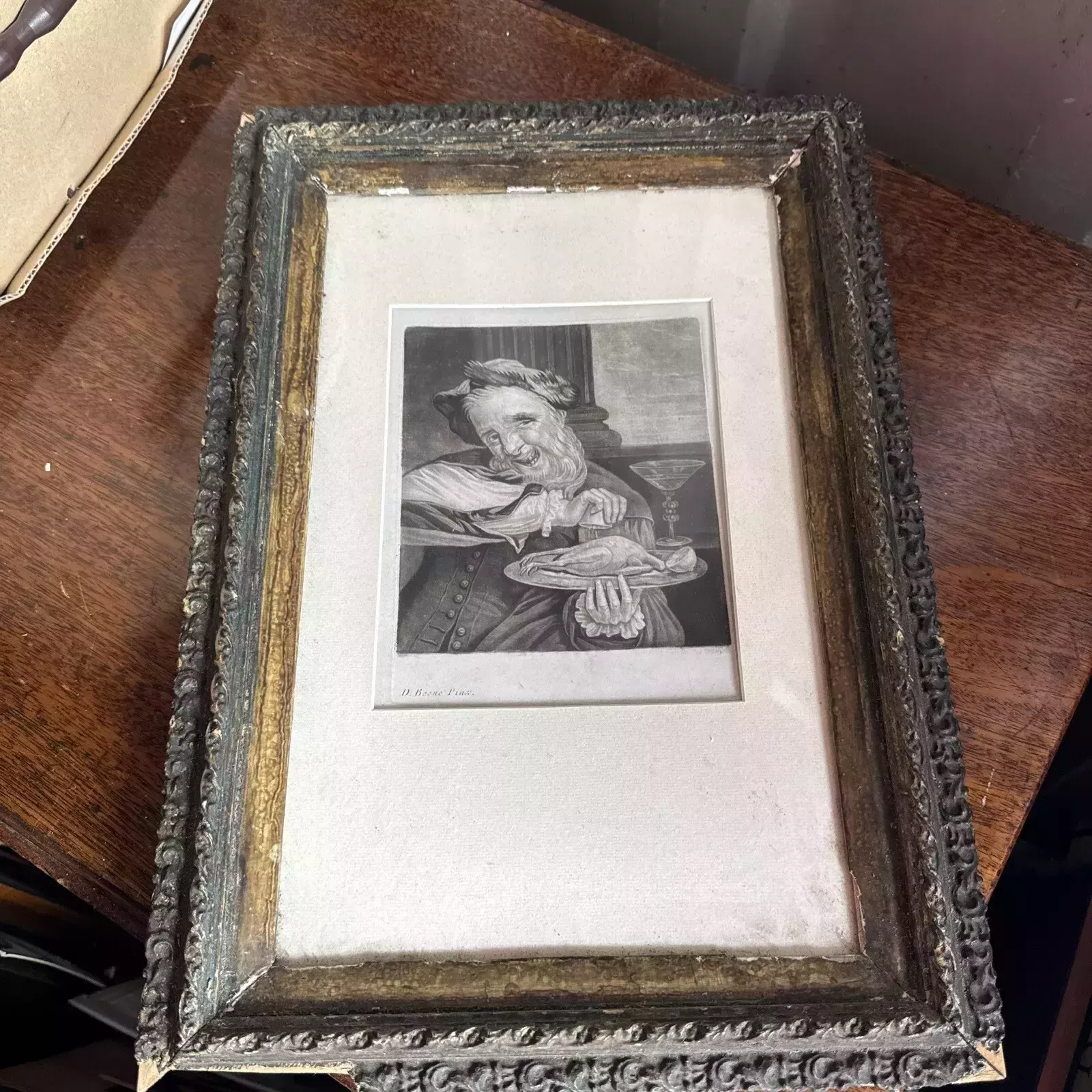 Rare D Boone Mezzotint Print Antique