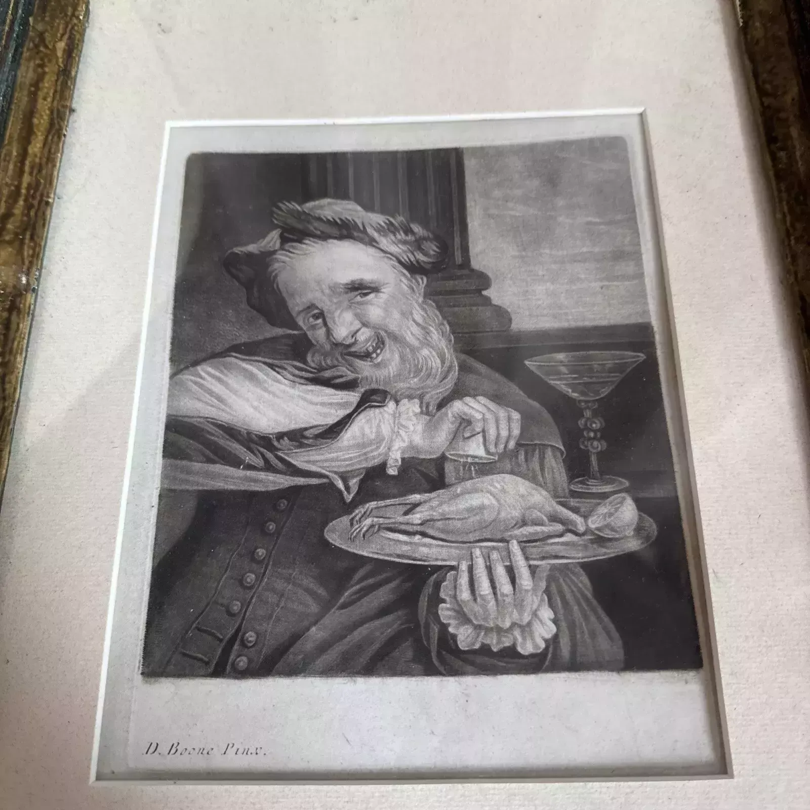 Rare D Boone Mezzotint Print Antique photo furniture