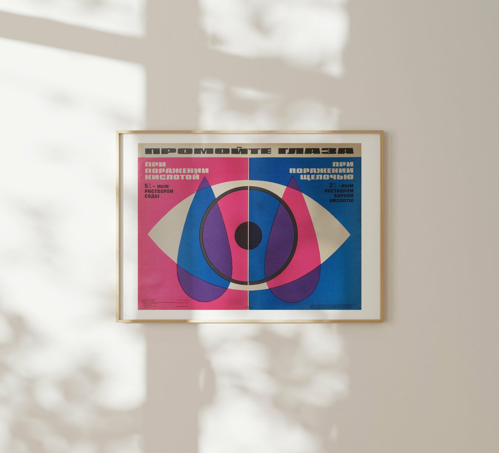 Wash Your Eyes When Damaged By Acid Or Alkali   Original Soviet Russian Poster | 1990 photo furniture