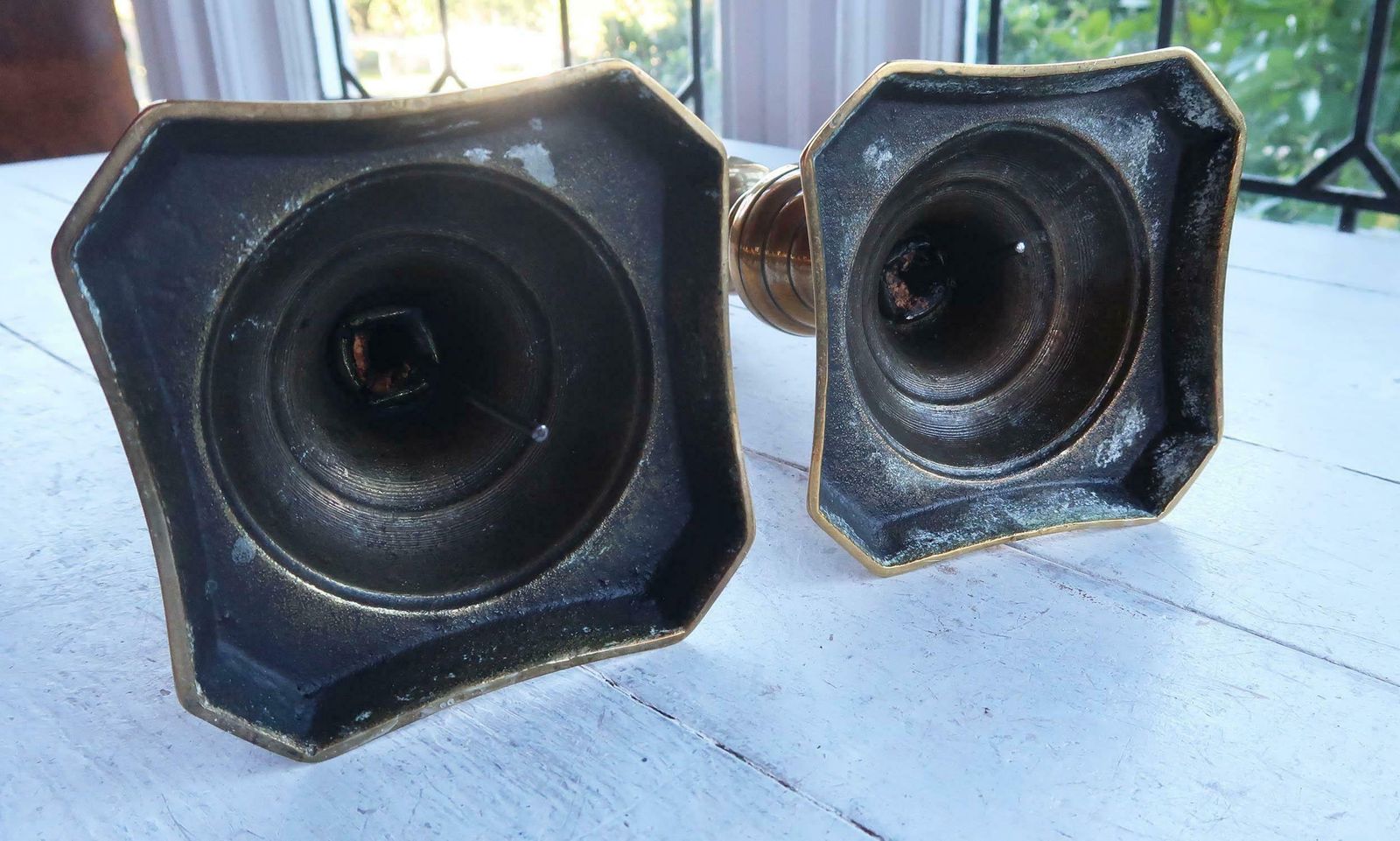 Large Pair Of Antique Brass Candlesticks. English, 19th Century photo Home Decor