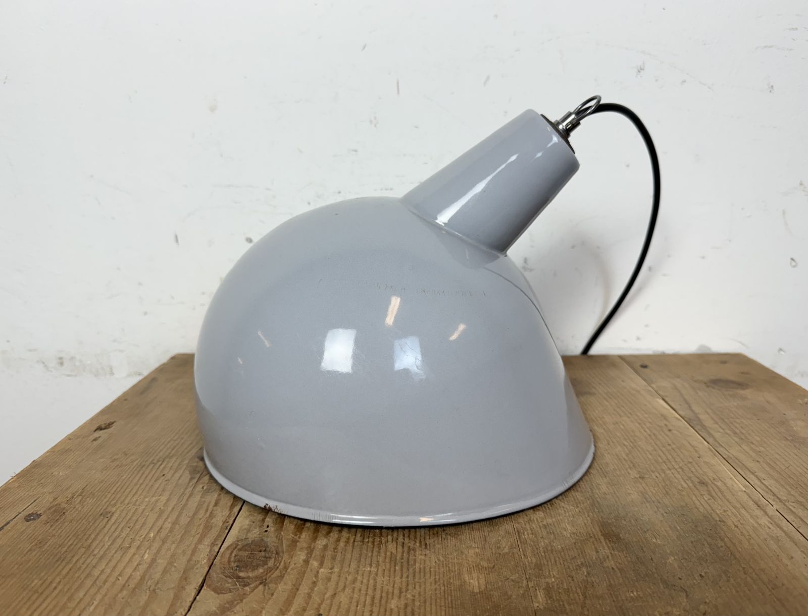 photo buy Industrial Grey Enamel Factory Pendant Lamp, 1960s, 2x