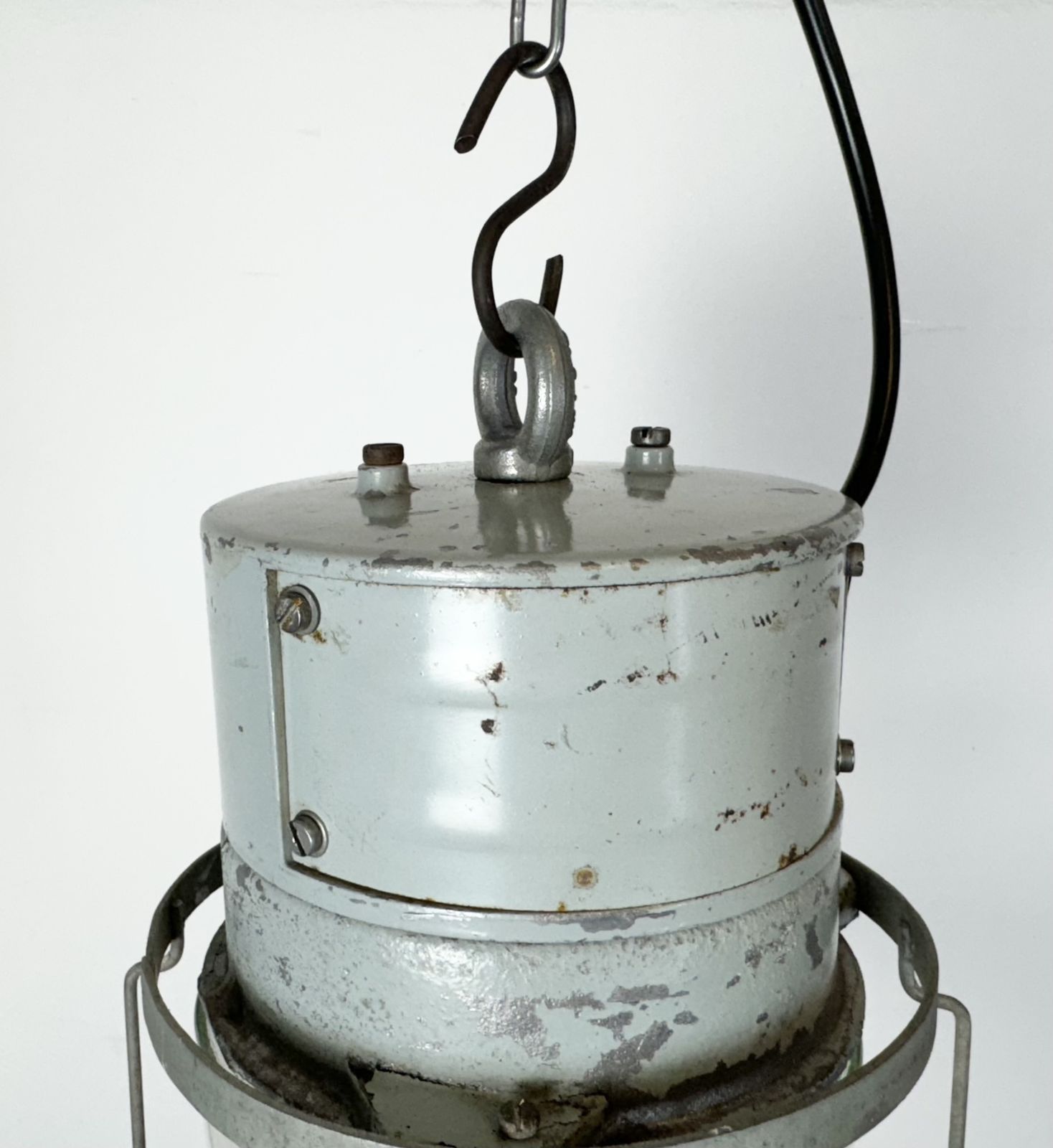 Lighting Industrial Aluminium Cage Light With Clear Glass From Elektrosvit, 1970s photo