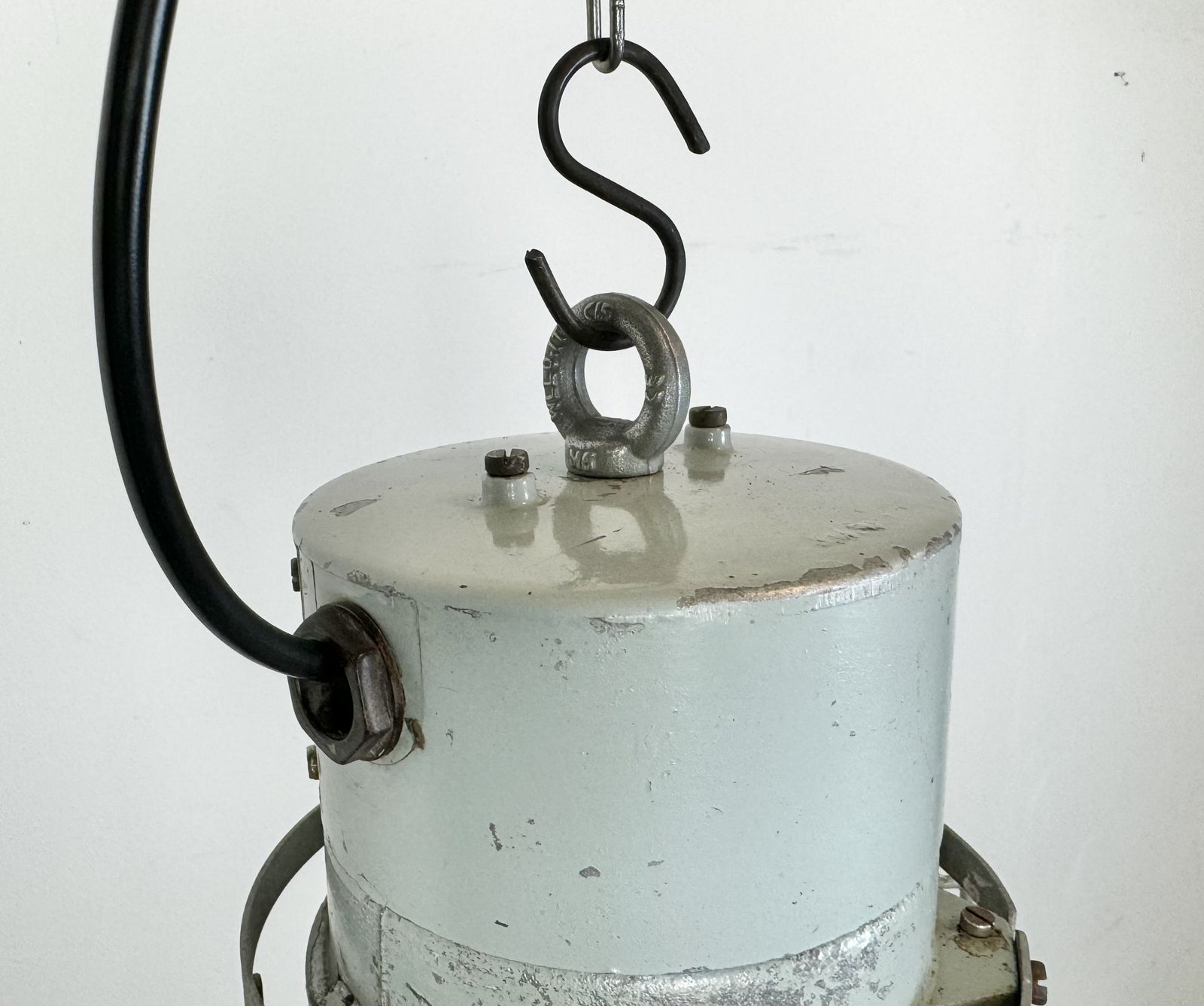 photo buy Industrial Aluminium Cage Light With Clear Glass From Elektrosvit, 1970s