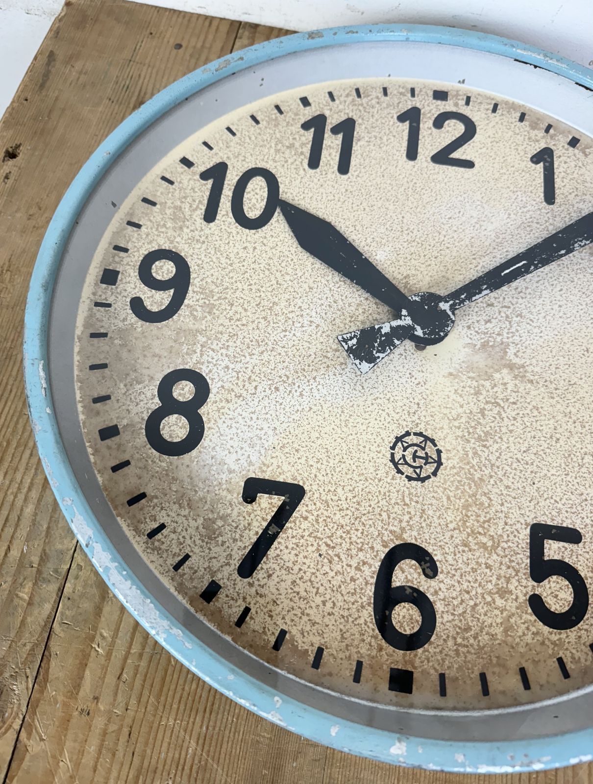 Large Blue Industrial Factory Wall Clock From Chronotechna, 1950s photo Home Decor