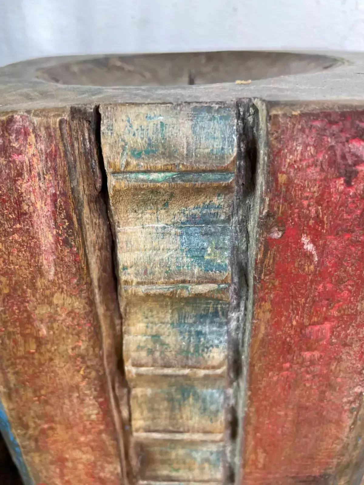 photo furniture Vintage Reclaimed Hand Carved Indian Wooden Pillar Base Candle Holder Plinth