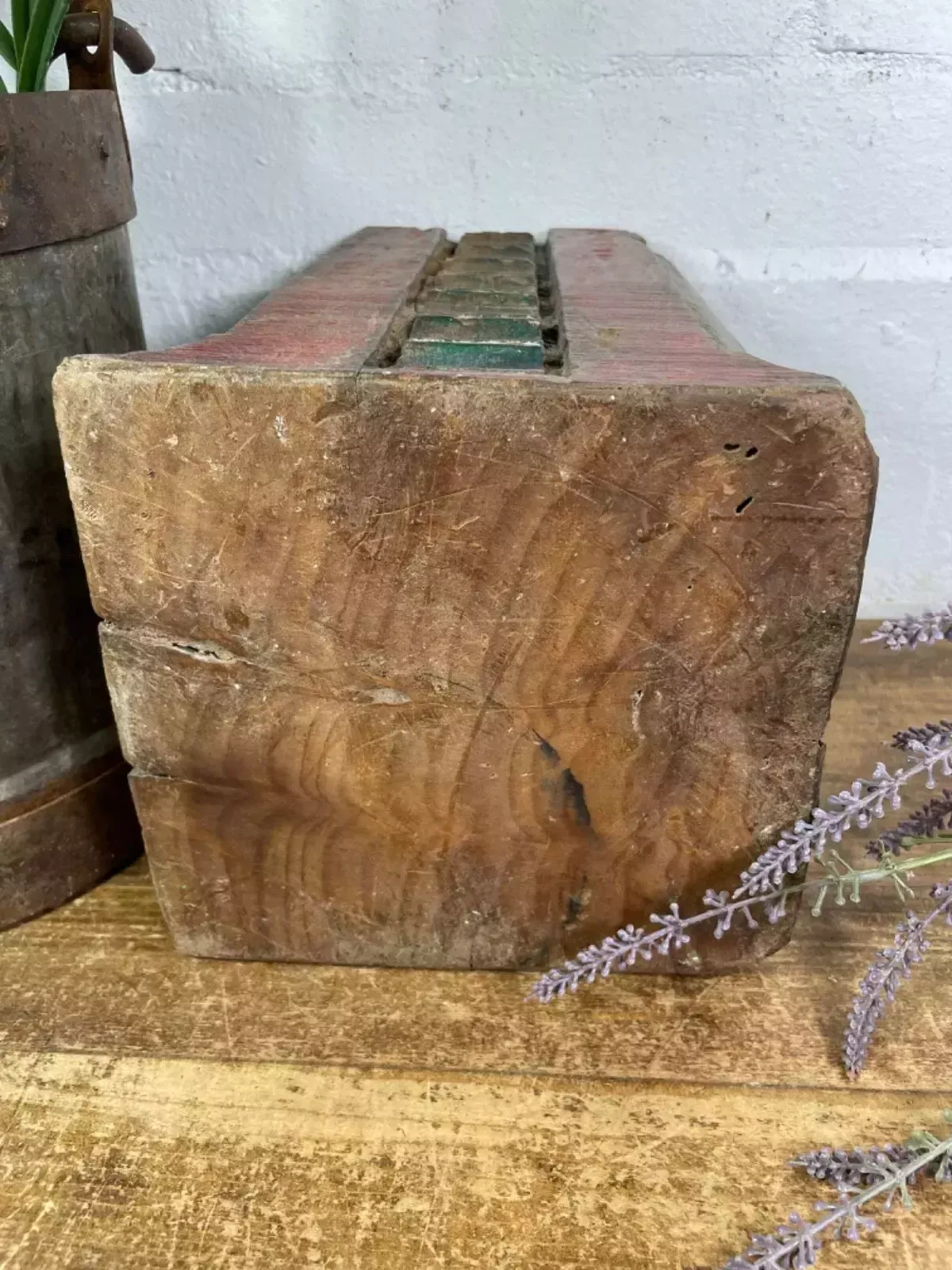 photo for sale Vintage Reclaimed Hand Carved Indian Wooden Pillar Base Candle Holder Plinth