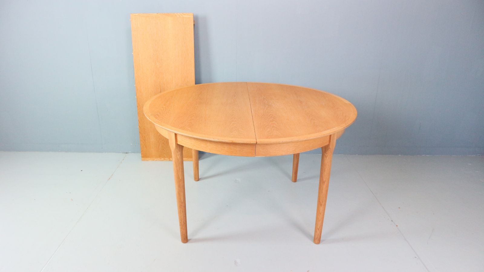photo for sale Danish Oak Round Extendable Dining Table By Rosengaarden 1960 Denmark