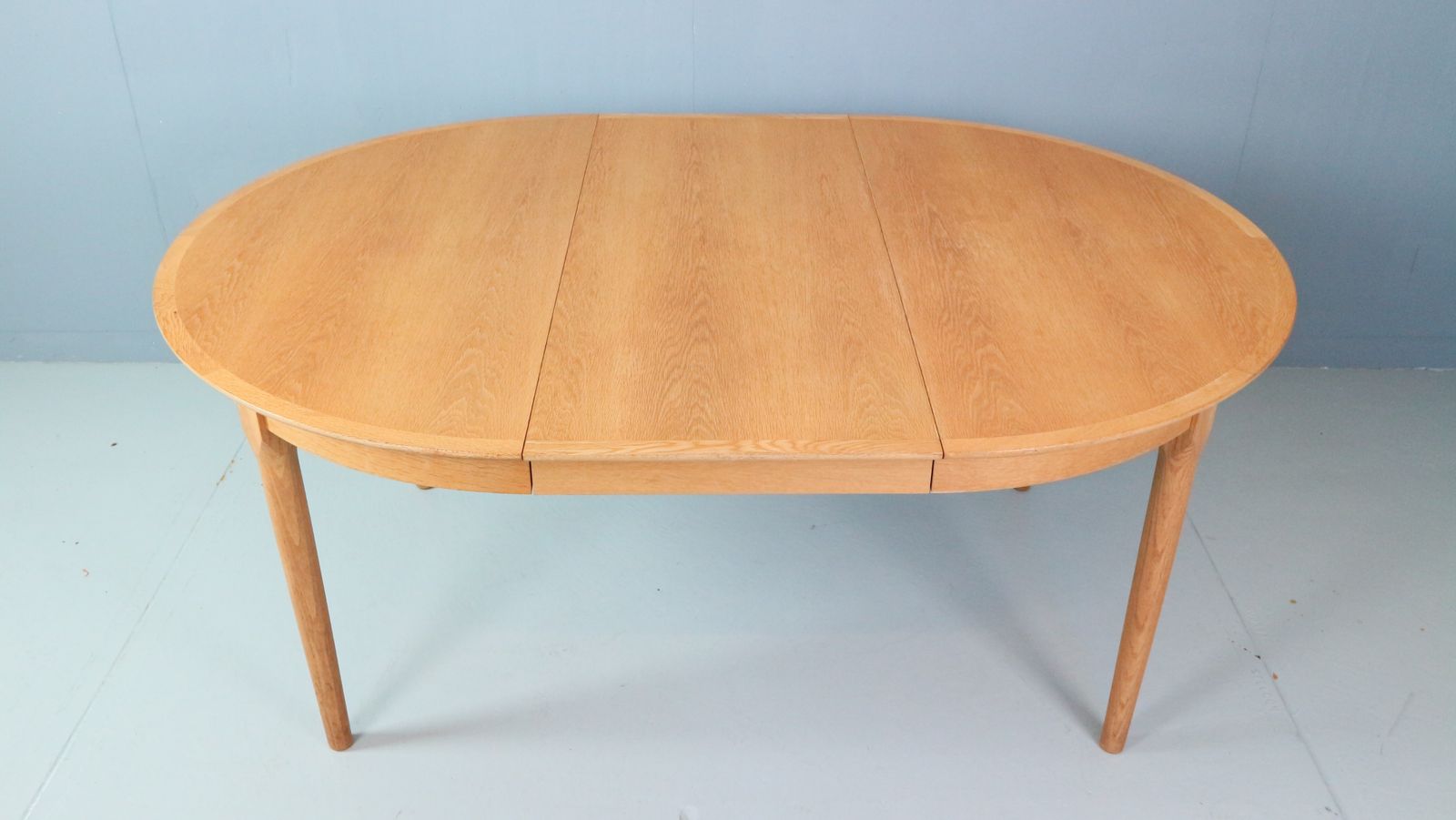 1650.0 Danish Oak Round Extendable Dining Table By Rosengaarden 1960 Denmark photo