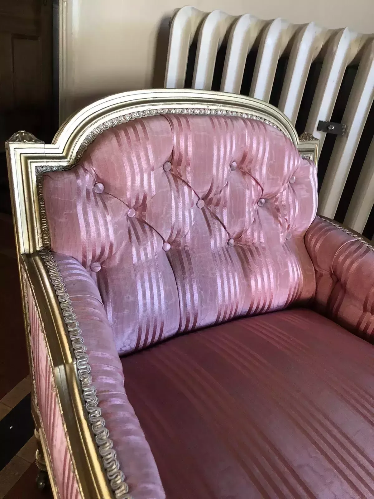 Antique Small Childrens Dog Bed Pink Gold Throne Tub Chair photo buy