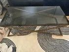 Glass Table   Beautiful Black Smoky Glass Top With Gold Base   Art Deco Style photo for sale
